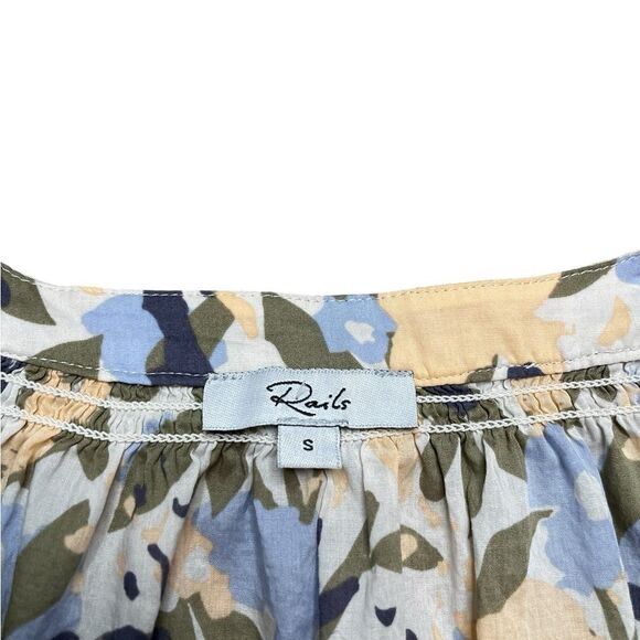 RAILS Alena Mod Floral V-Neck Button Down Short Sleeve Shirt Size Small - Picture 8 of 9